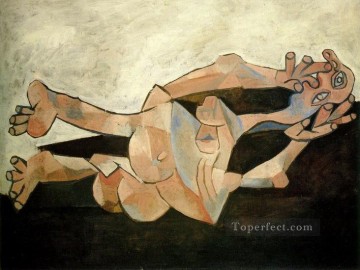  cubist - Woman lying on a cachou background 1938 cubist Pablo Picasso